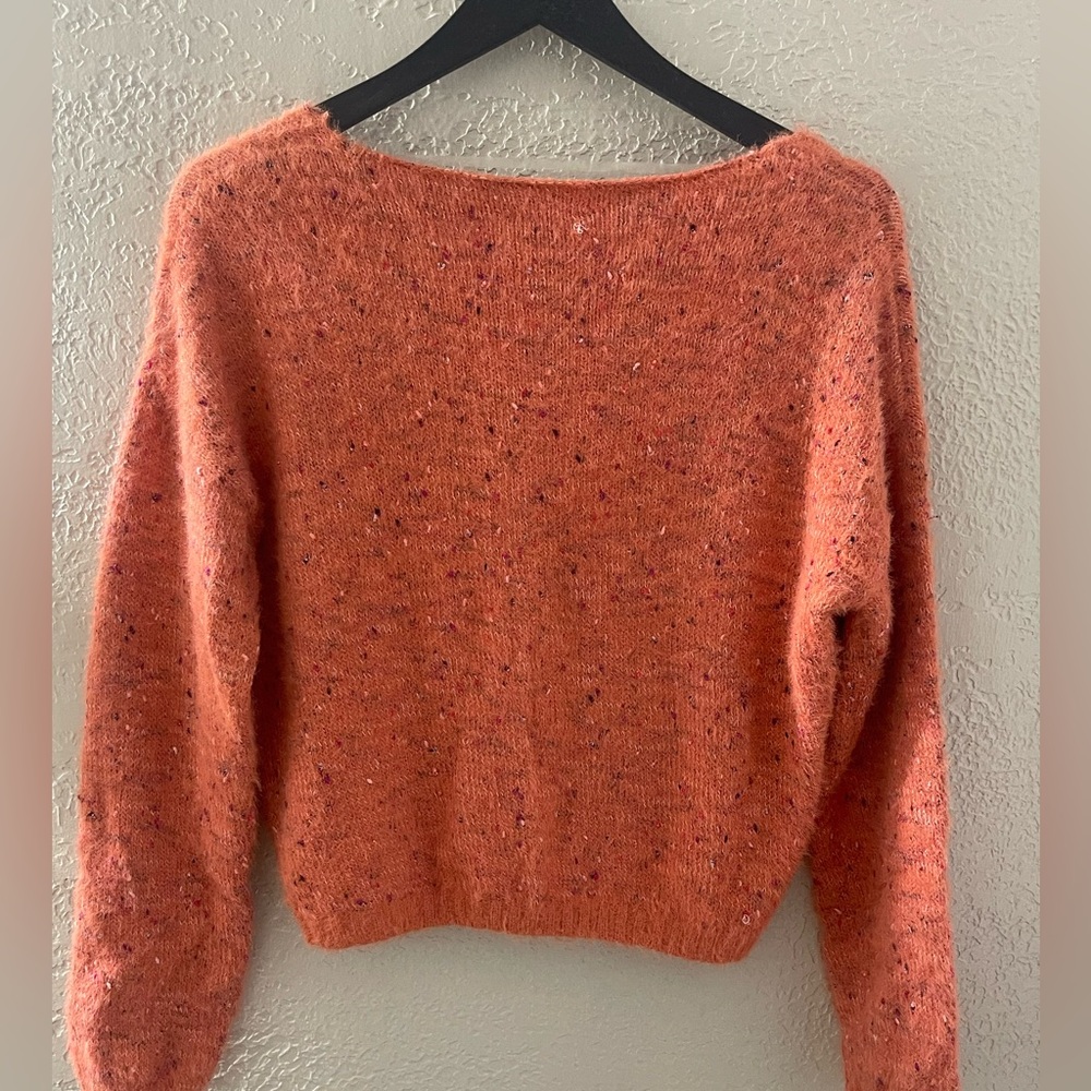 Wild Fable Women’s Cozy Cropped V-Neck Speckled Sweater in Orange XS - Picture 5 of 8